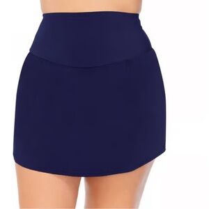 Leilani High Waist Bikini Bottom Skirt Skirtini New Skort Navy Tummy Thinner